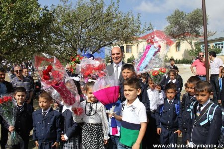 Şamaxının millət vəkili Elxan Süleymanovun təşəbbüsü və dəstəyi ilə Ərçiman kəndində inşa edilmiş məktəb binasının açılış mərasimi